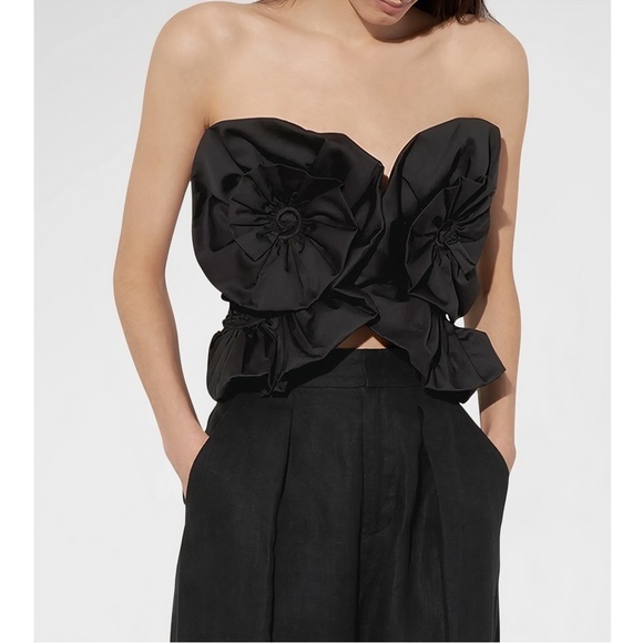 NWT Mara Hoffman Cropped Popcorn Muriel Ruffle Top - Picture 3 of 6